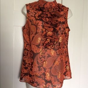 Anna Sui See Through Copper and Gold Blouse.